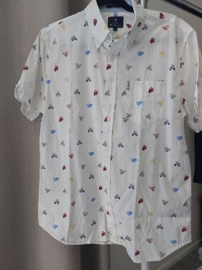 Ben Sherman White Short-Sleeve Printed Button-Down Shirt